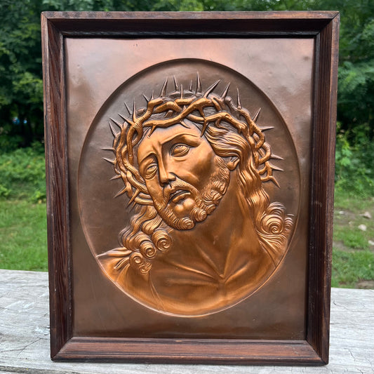 Vintage copper crown of thorns plaque.