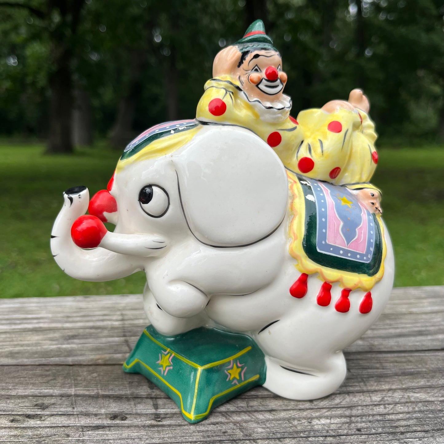 1957 Circus clown/elephant coin bank.