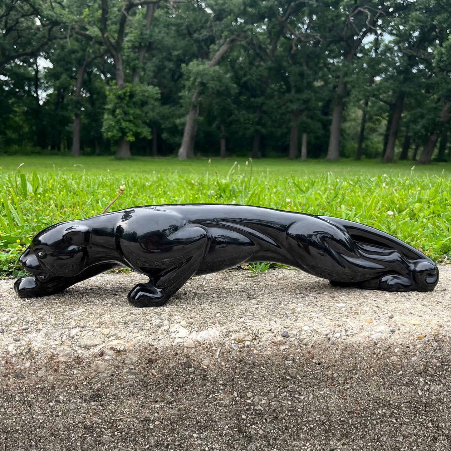 1960s Ceramic crouching black panther.