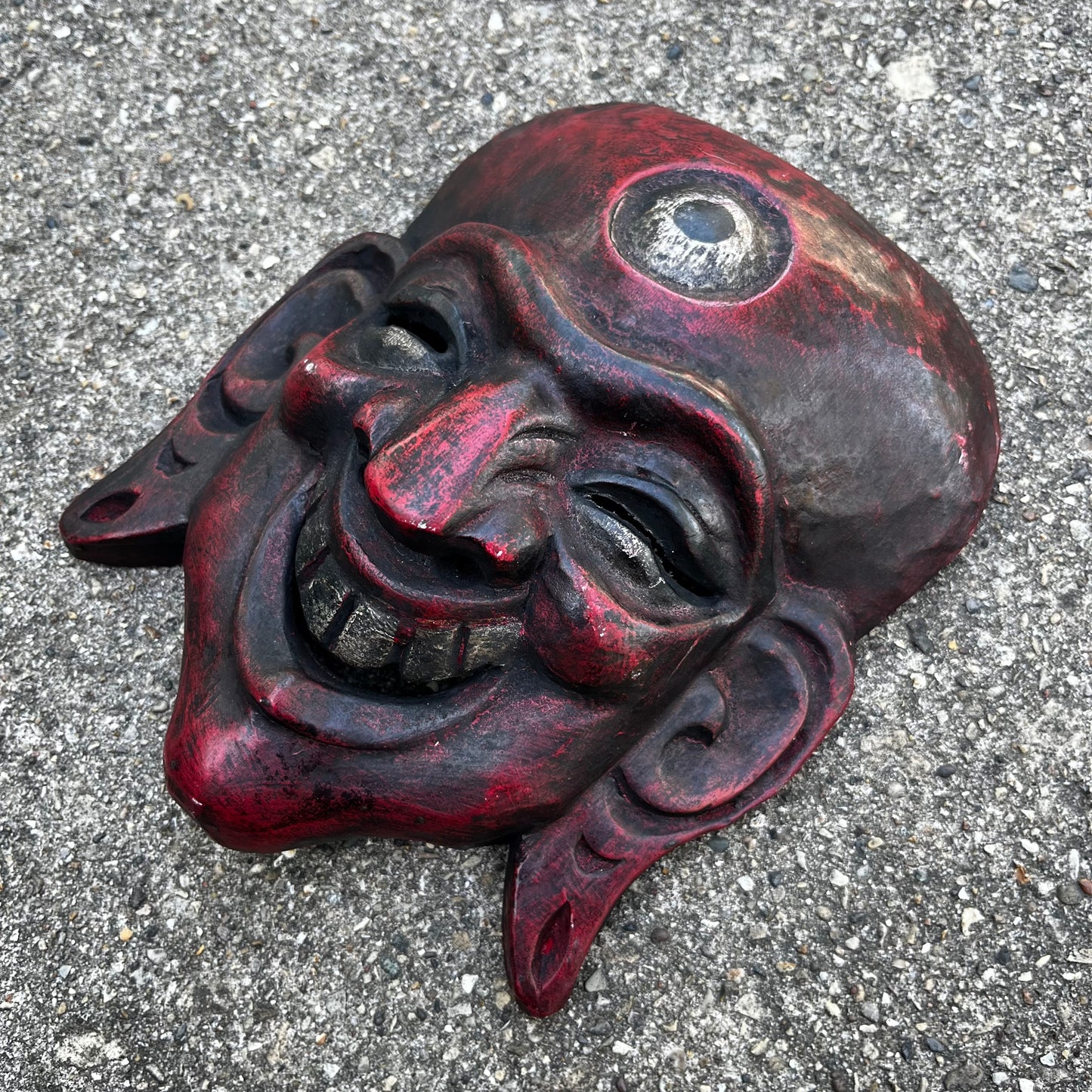 Vintage Nepali “Hotei” laughing Bhudda mask.