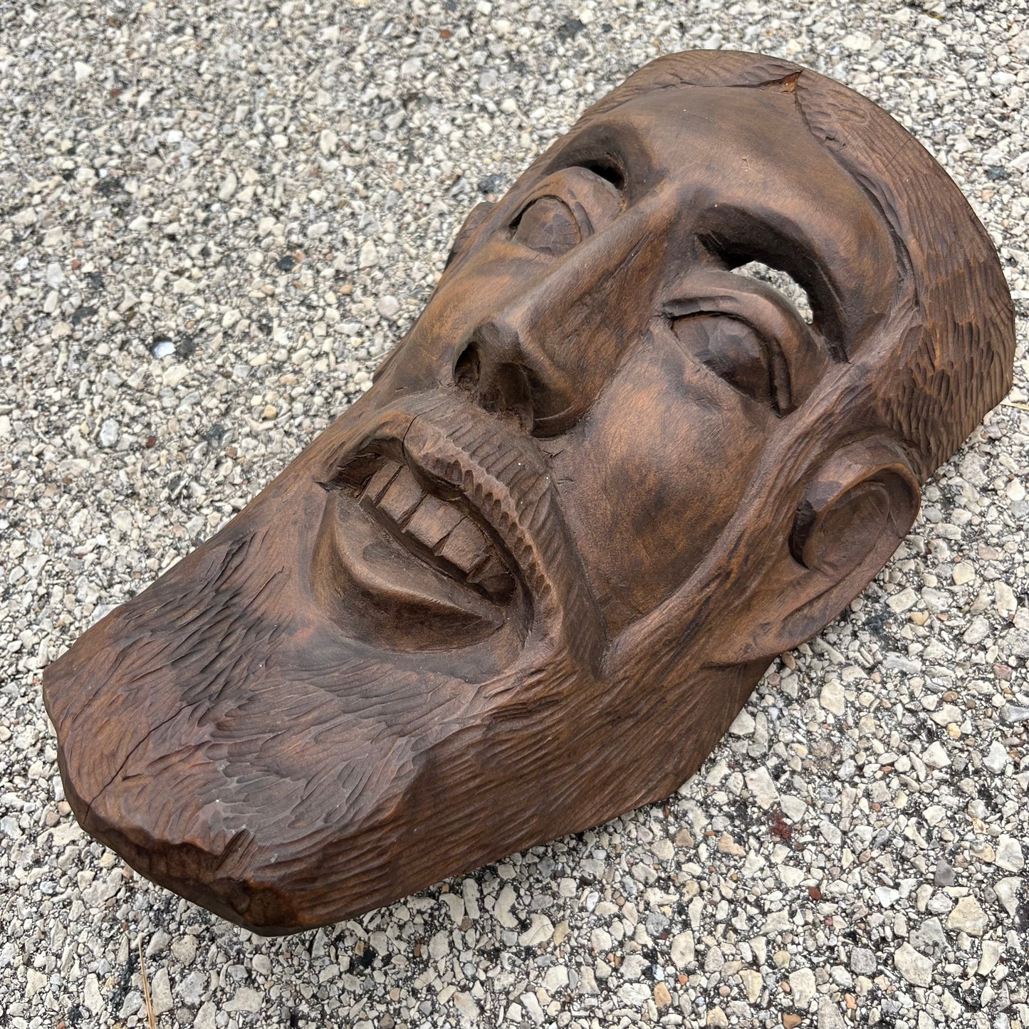 Vintage hand carved Guatemalan Spaniard mask.