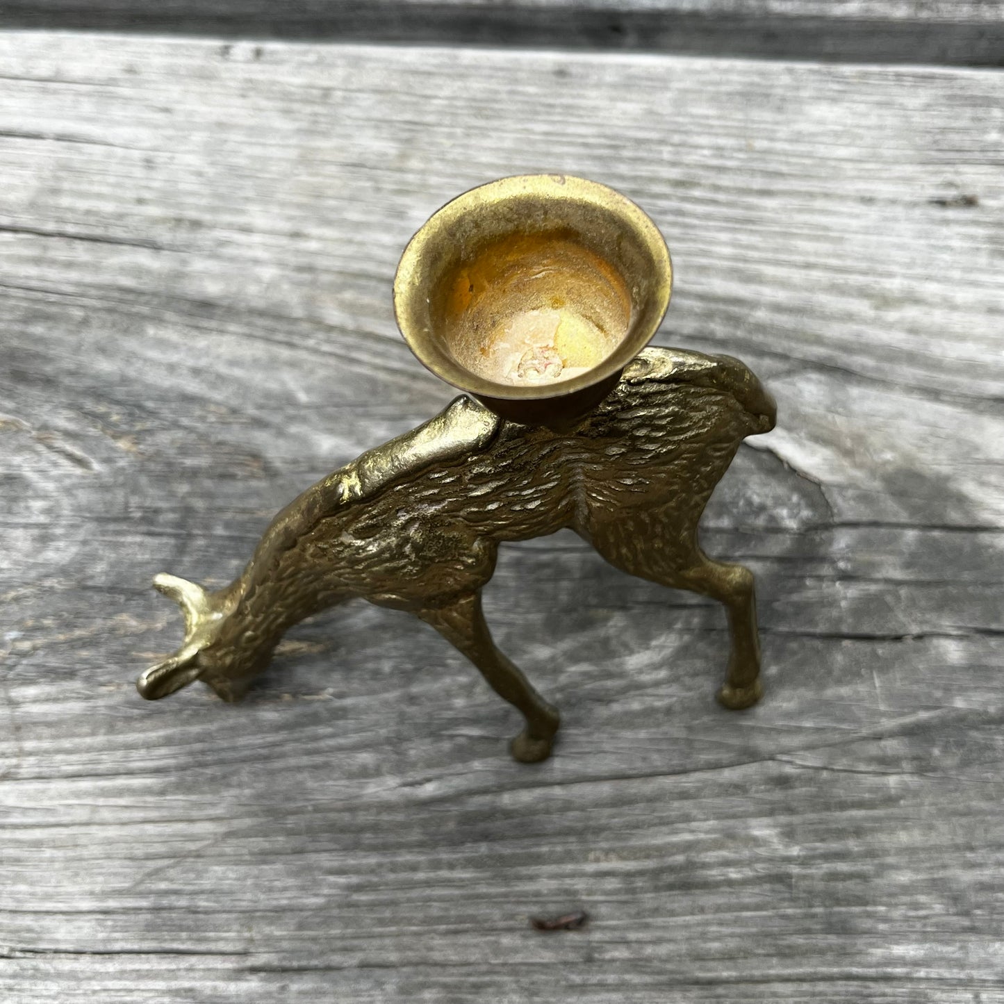 Vintage Brass deer candle holder.