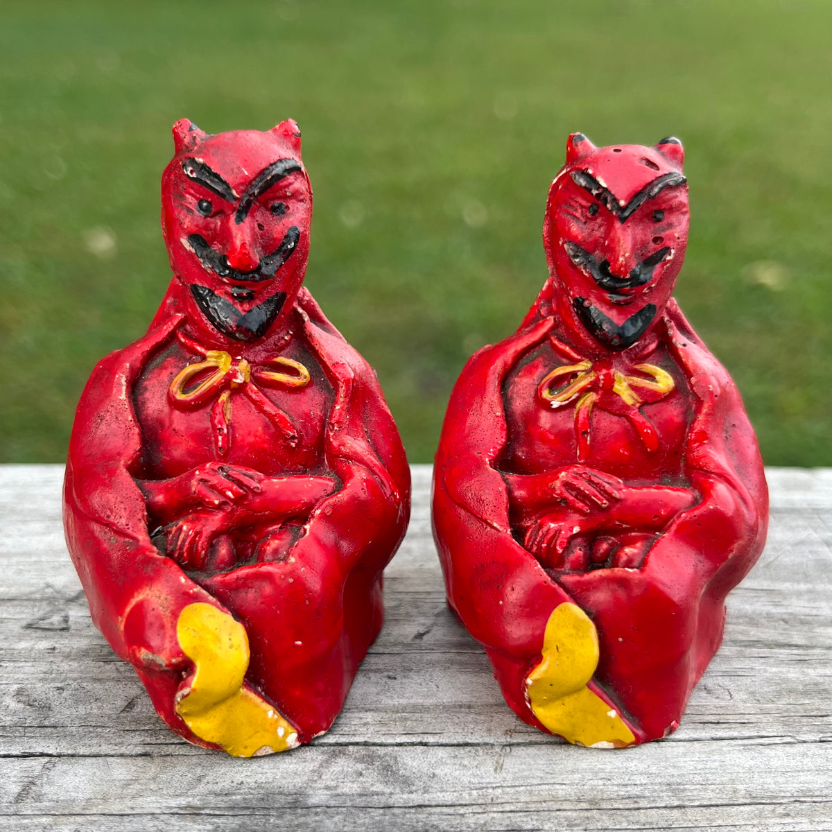 Vintage Red Devil salt n’ pepper shakers.