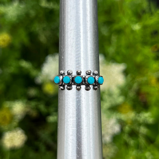 Vintage Sterling silver turquoise snake eyes ring. Size 7.5.