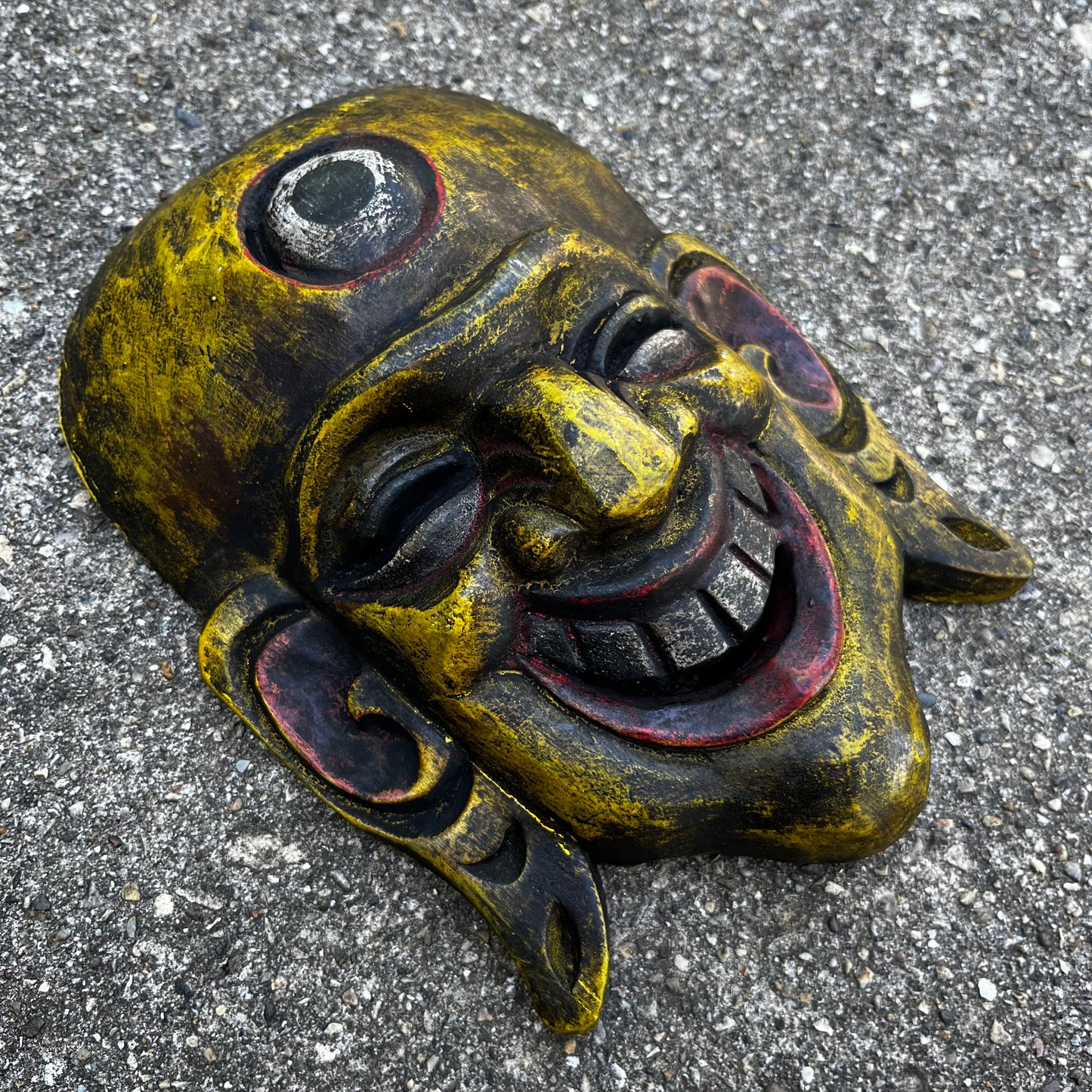 Vintage Nepali “Hotei” laughing Bhudda mask.