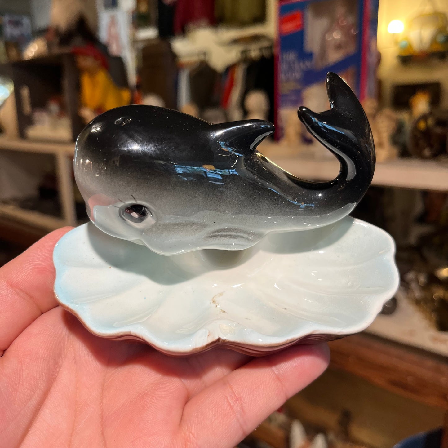 1950s Ceramic whale ashtray.