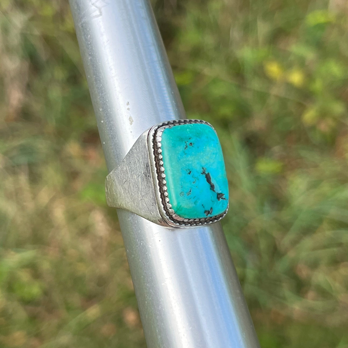 Vintage Sterling Silver turquoise ring. Size 12.75.