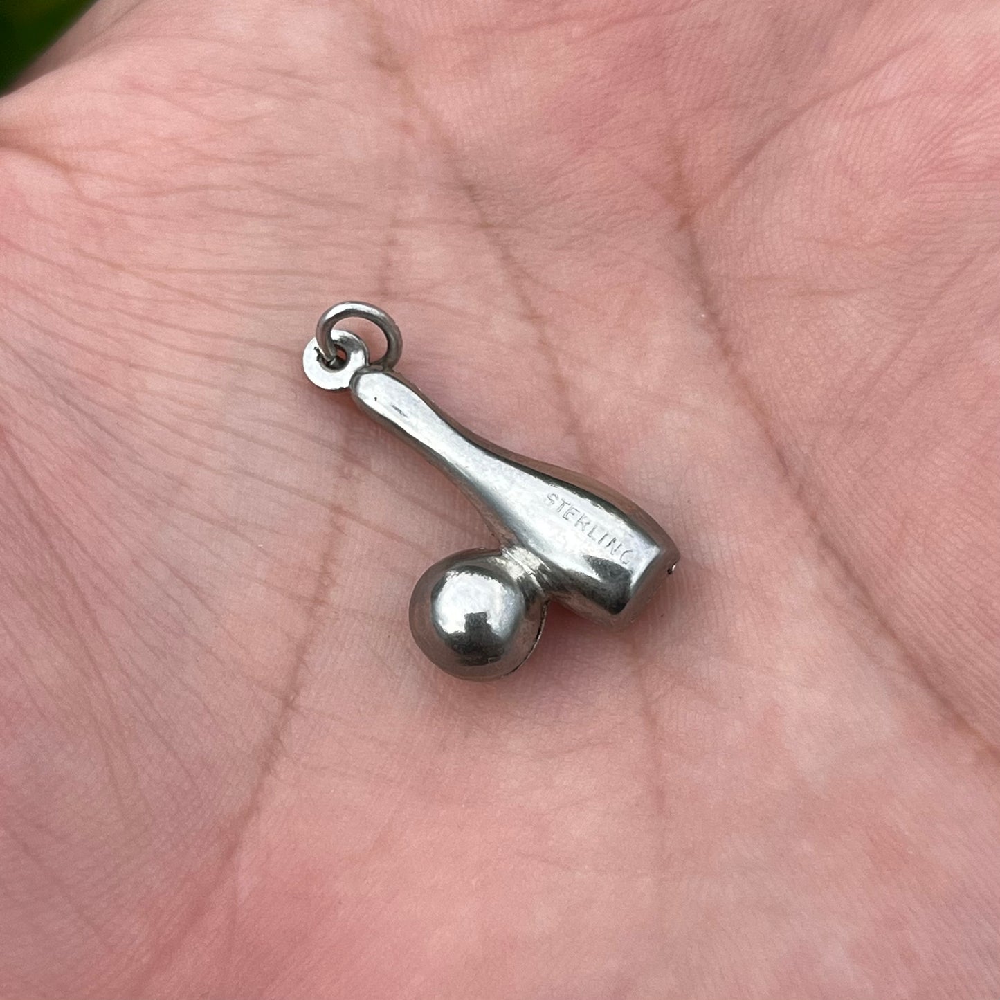 Vintage Sterling silver bowling pin charm.