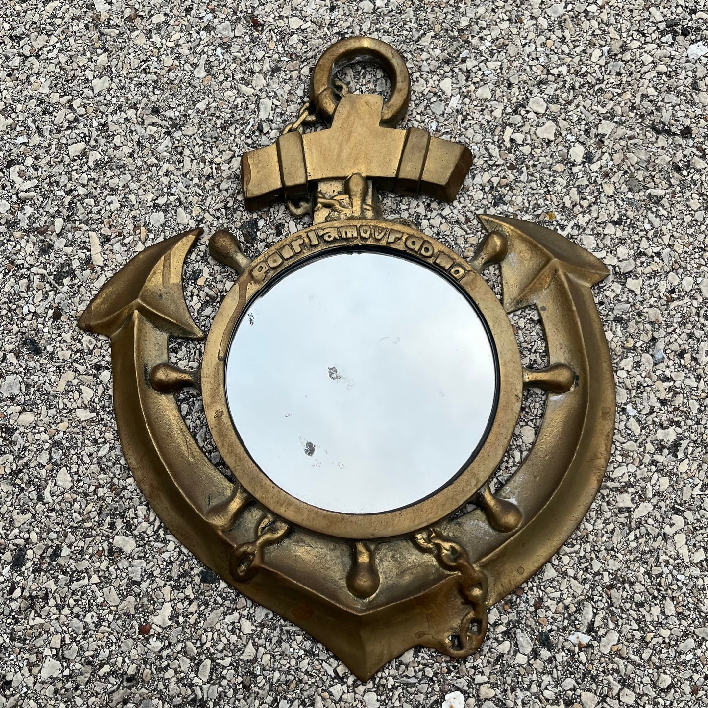Vintage Brass anchor mirror.