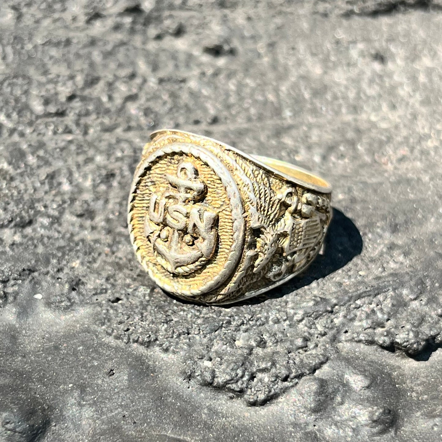 Vintage Sterling silver U.S. Navy ring. Size 9.