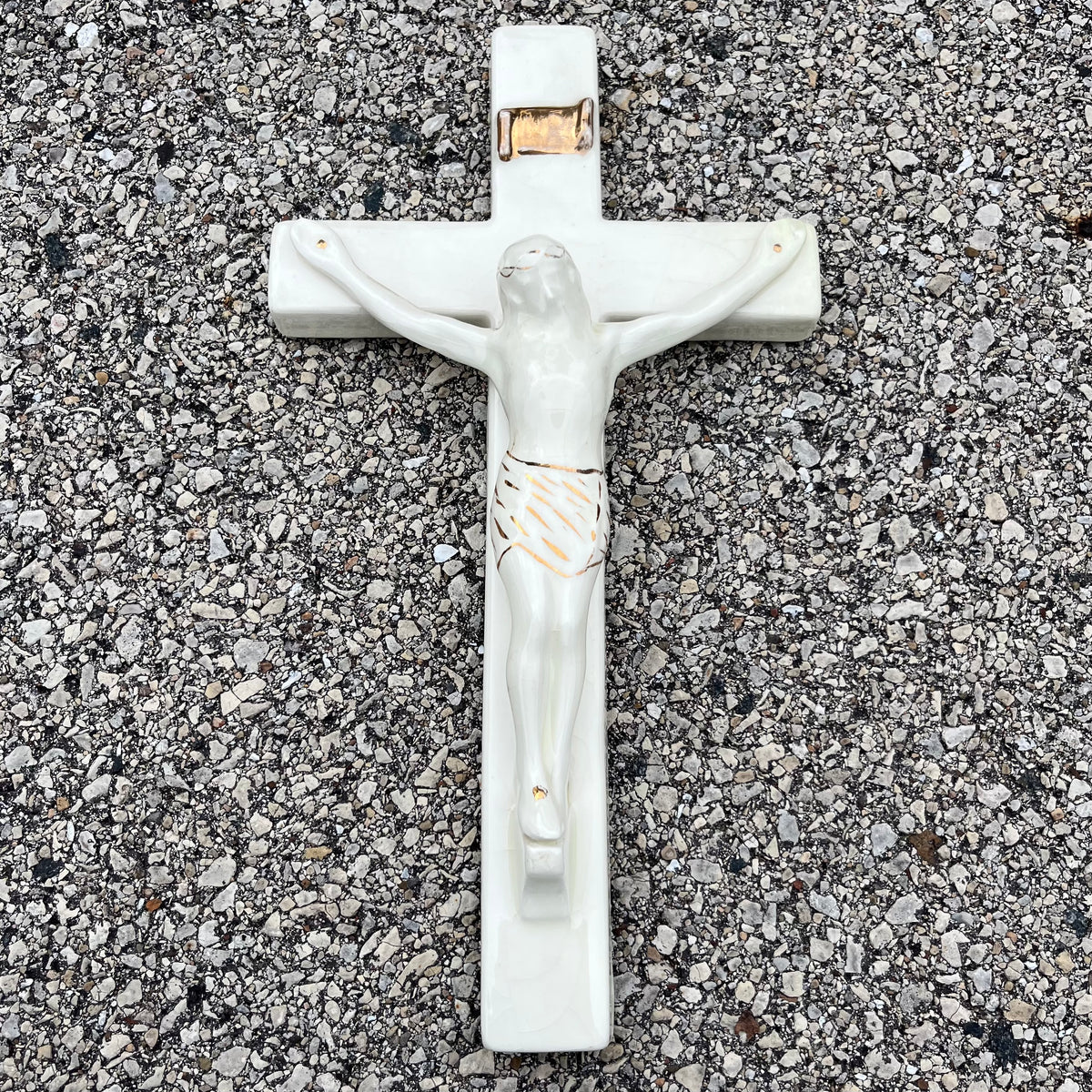 Vintage ceramic Inri crucifix