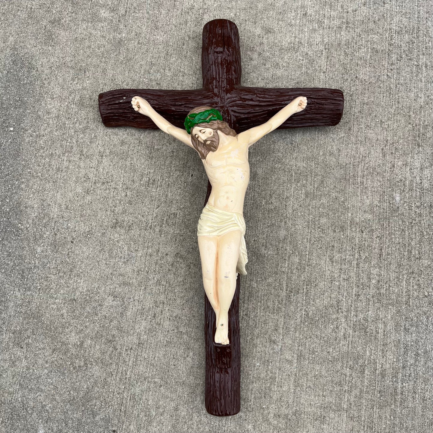 Large 1970s chalkware crucifix.