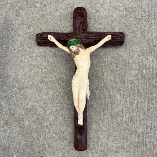 Large 1970s chalkware crucifix.