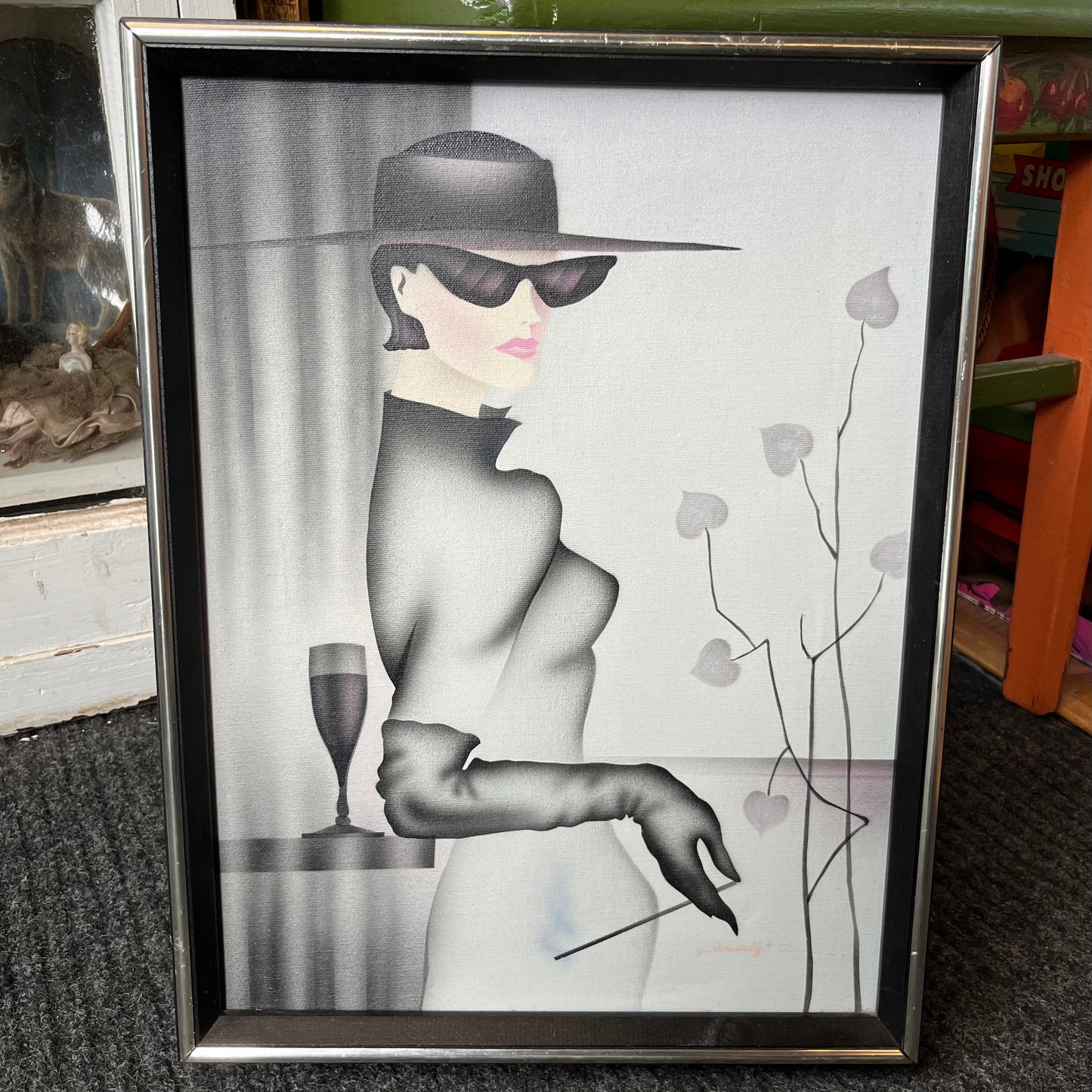 Vintage art deco air brush painting.