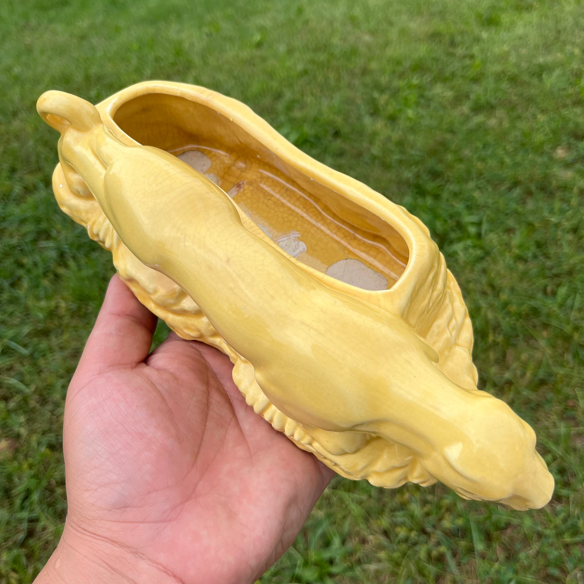 Vintage ceramic panther planter. (Repaired)