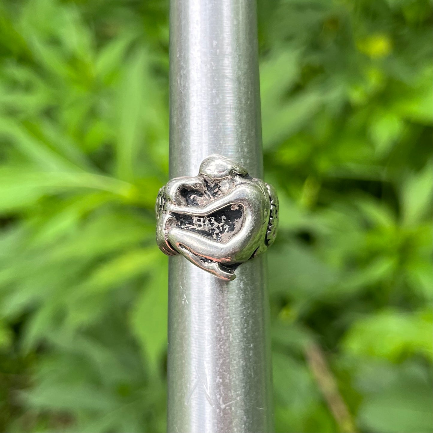Vintage Sterling silver art nouveau swan ring. Size 7.5.