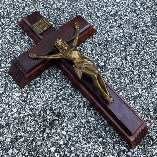 Vintage wooden sick call crucifix.