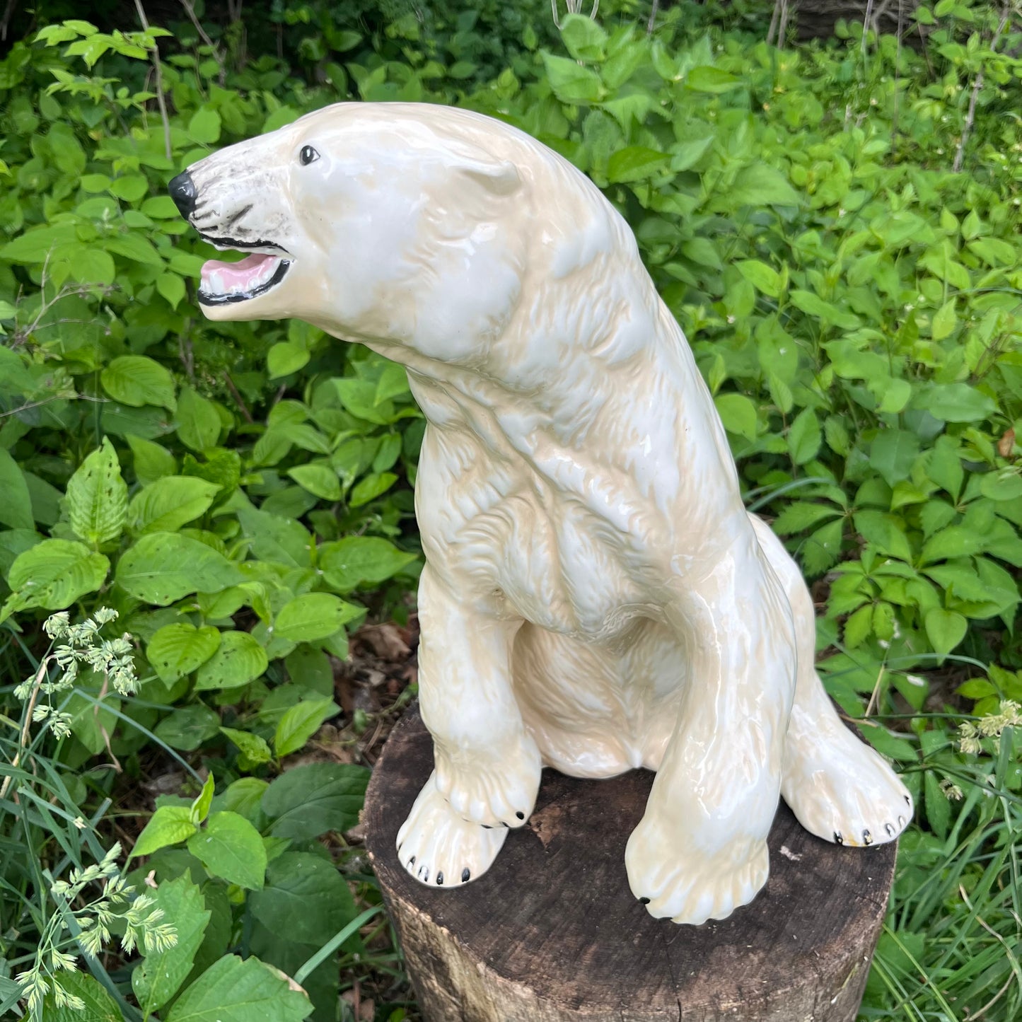 Large 1970s Ceramic polar bear statue.