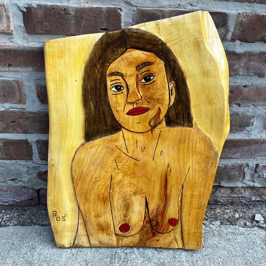 Vintage double sided hand carved women.