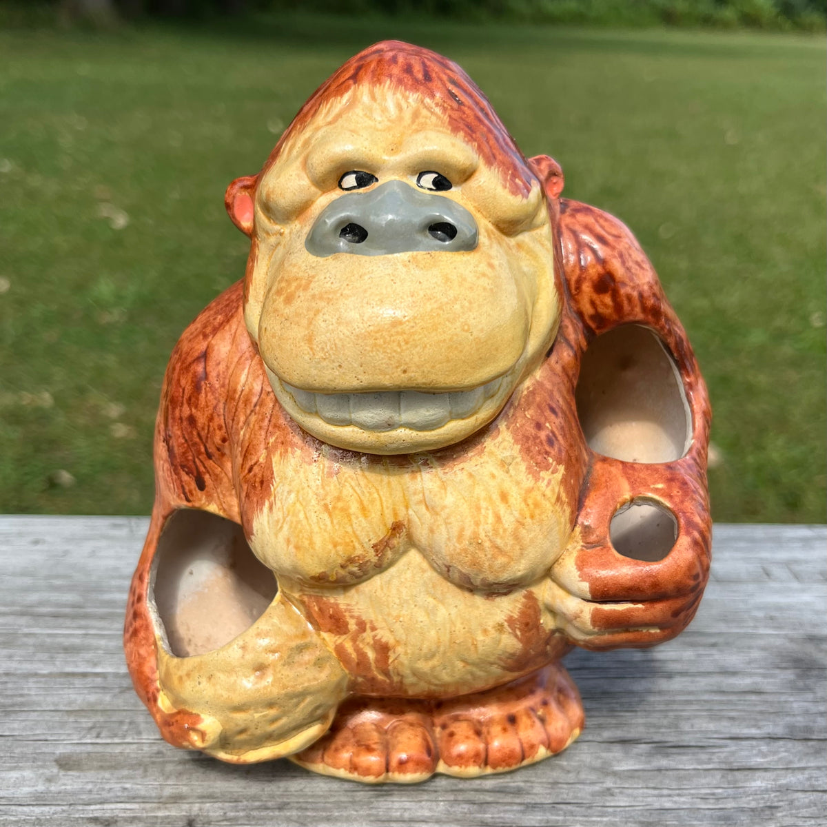 Vintage ceramic monkey utencil holder.