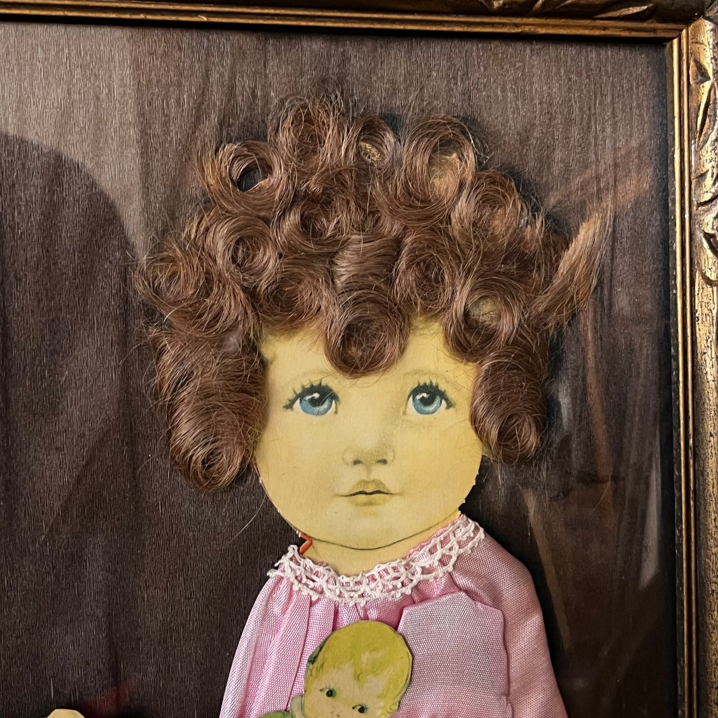 Early 1900s Siblings portrait made with real hair.