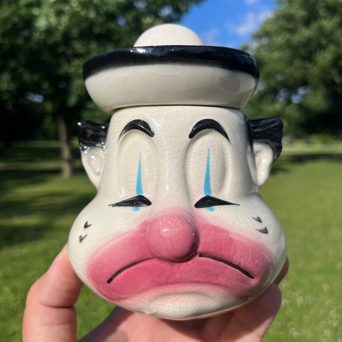 1950s Onion the clown jar.