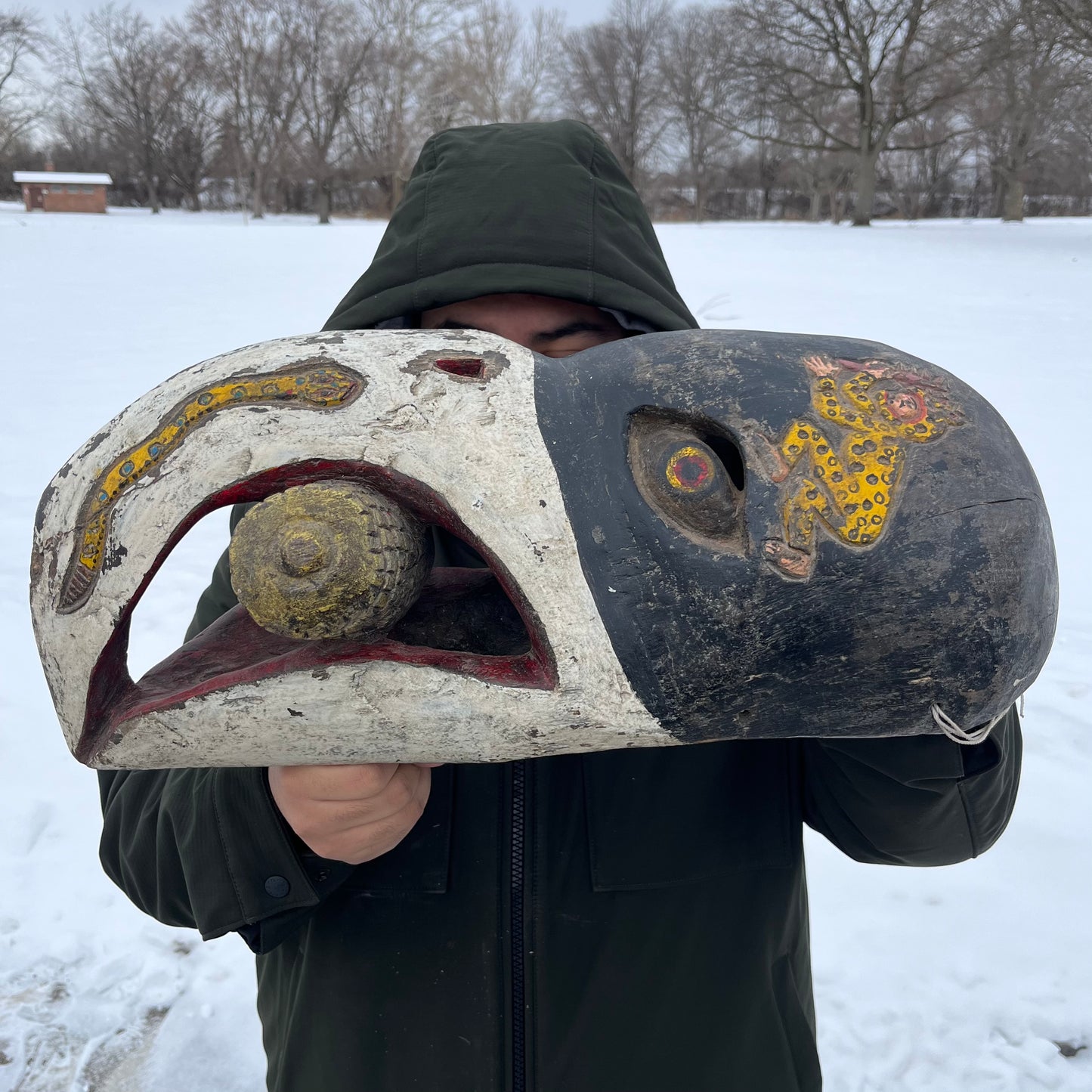 Early 1900s Wooden crow mask.