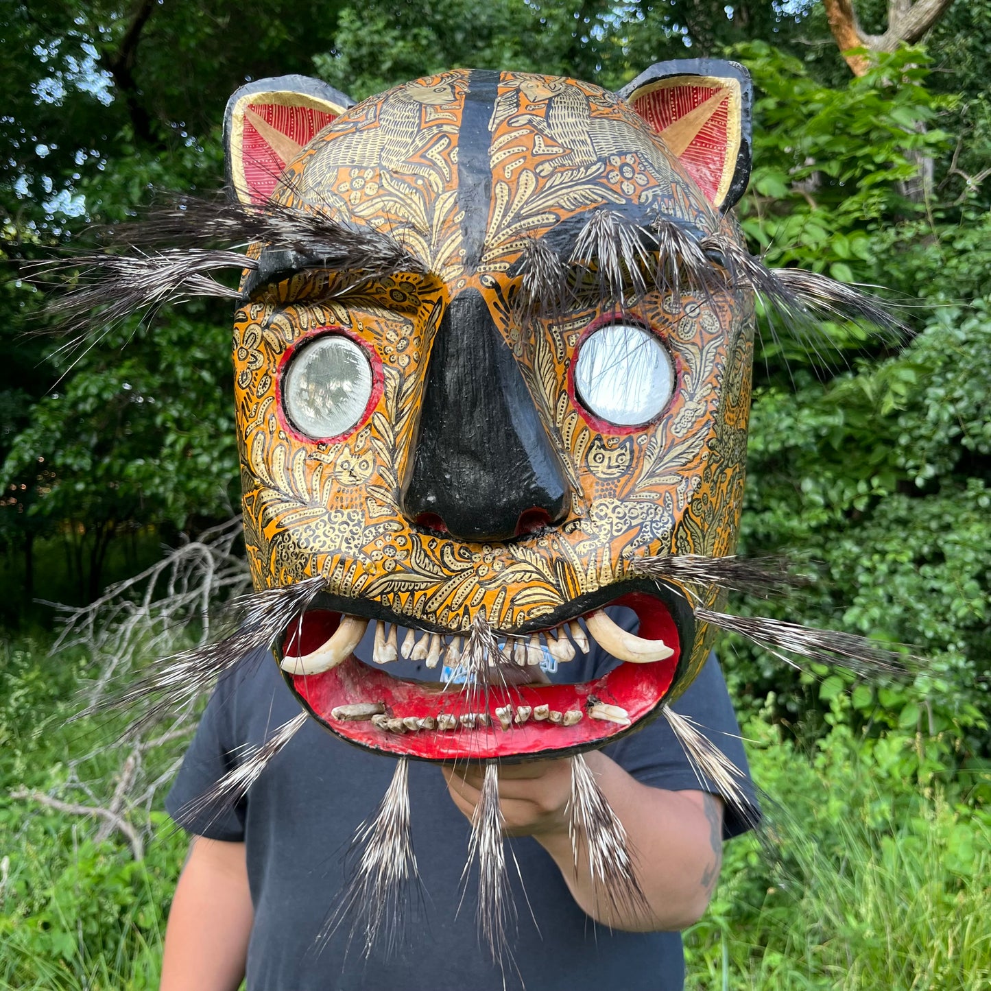 Vintage Danza Del Tigre jaguar mask.
