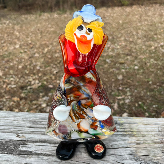 Vintage Murano glass clown candy dish.