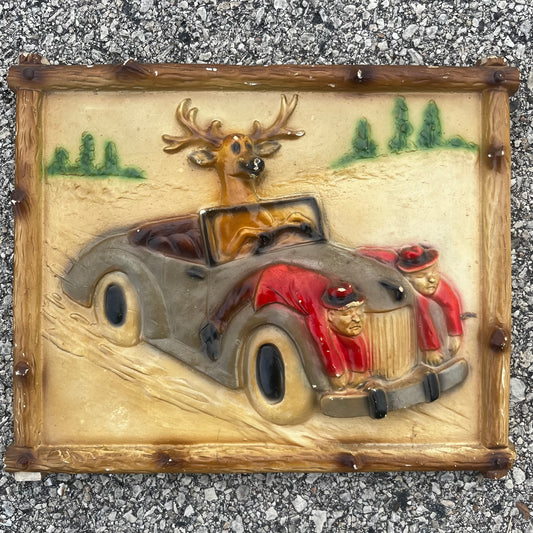 Vintage chalkware deer plaque. (C￼
