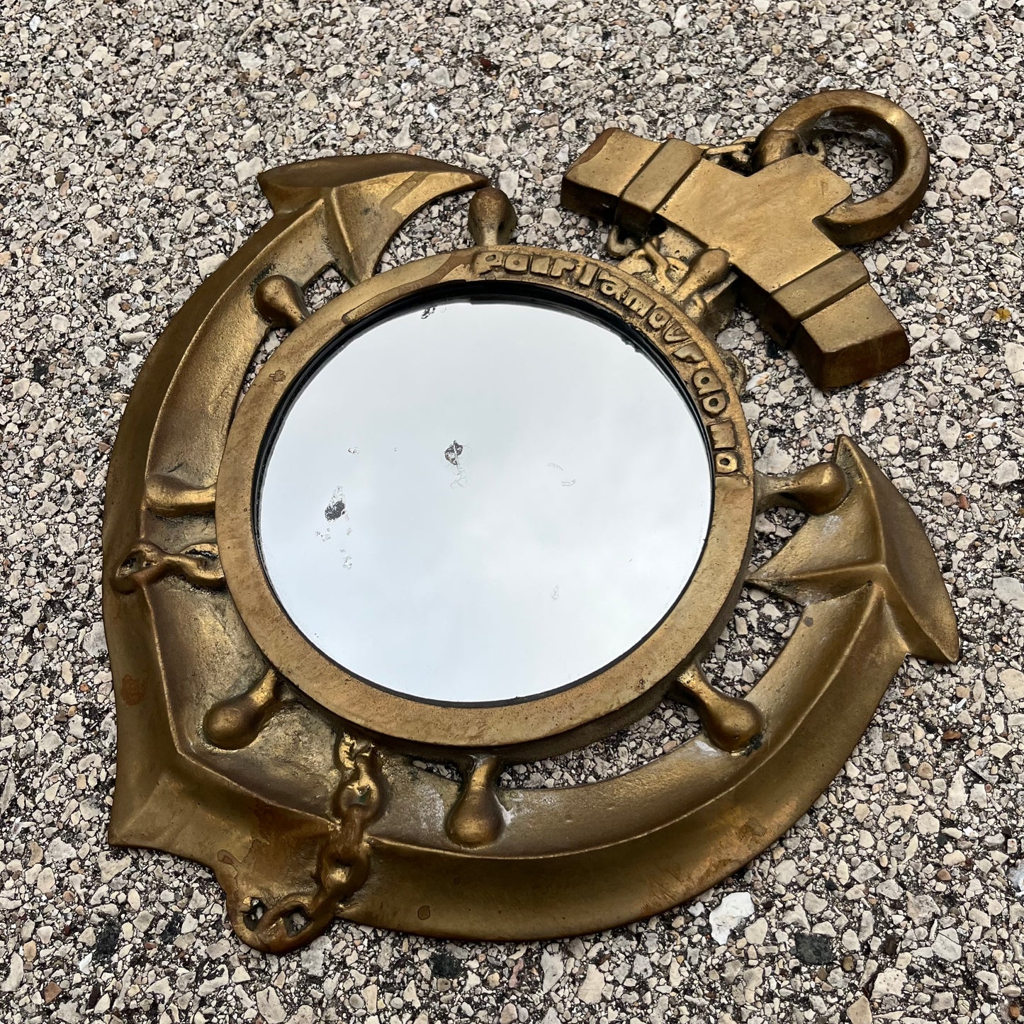 Vintage Brass anchor mirror.