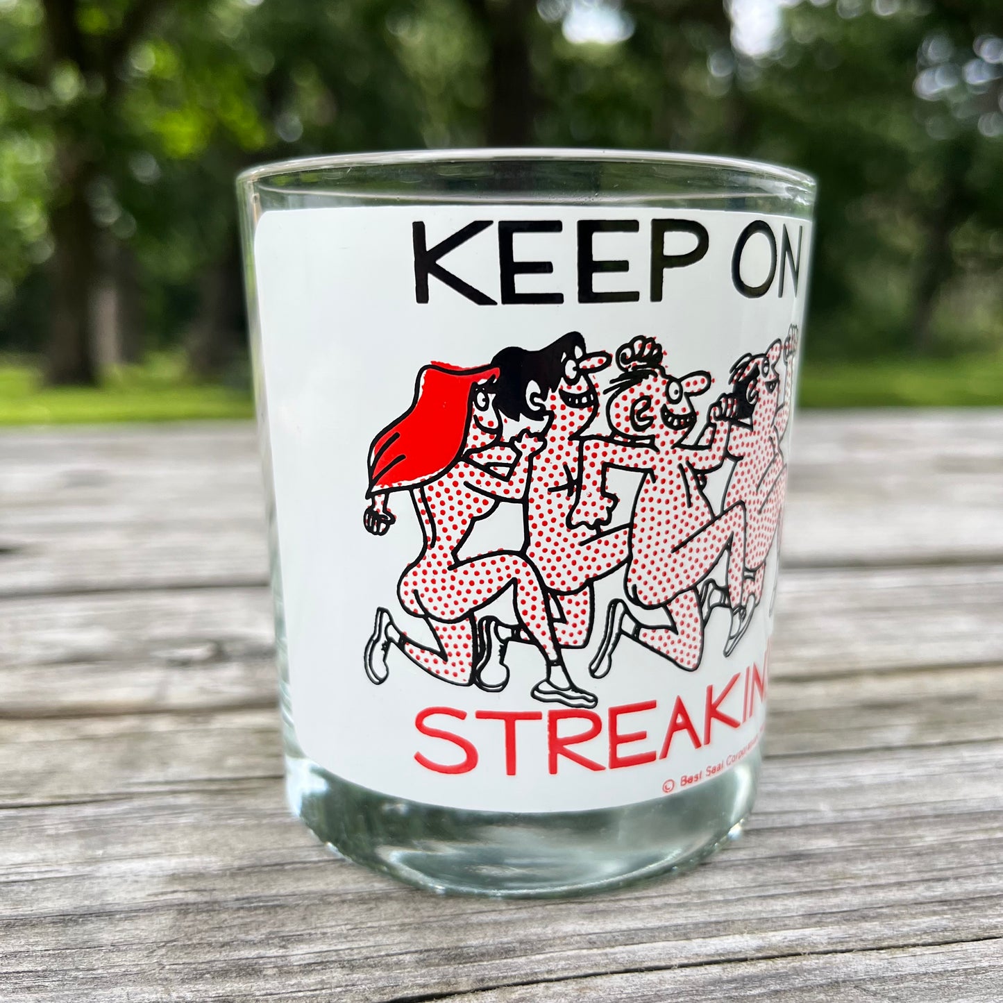 1974 Streakers glass cup.