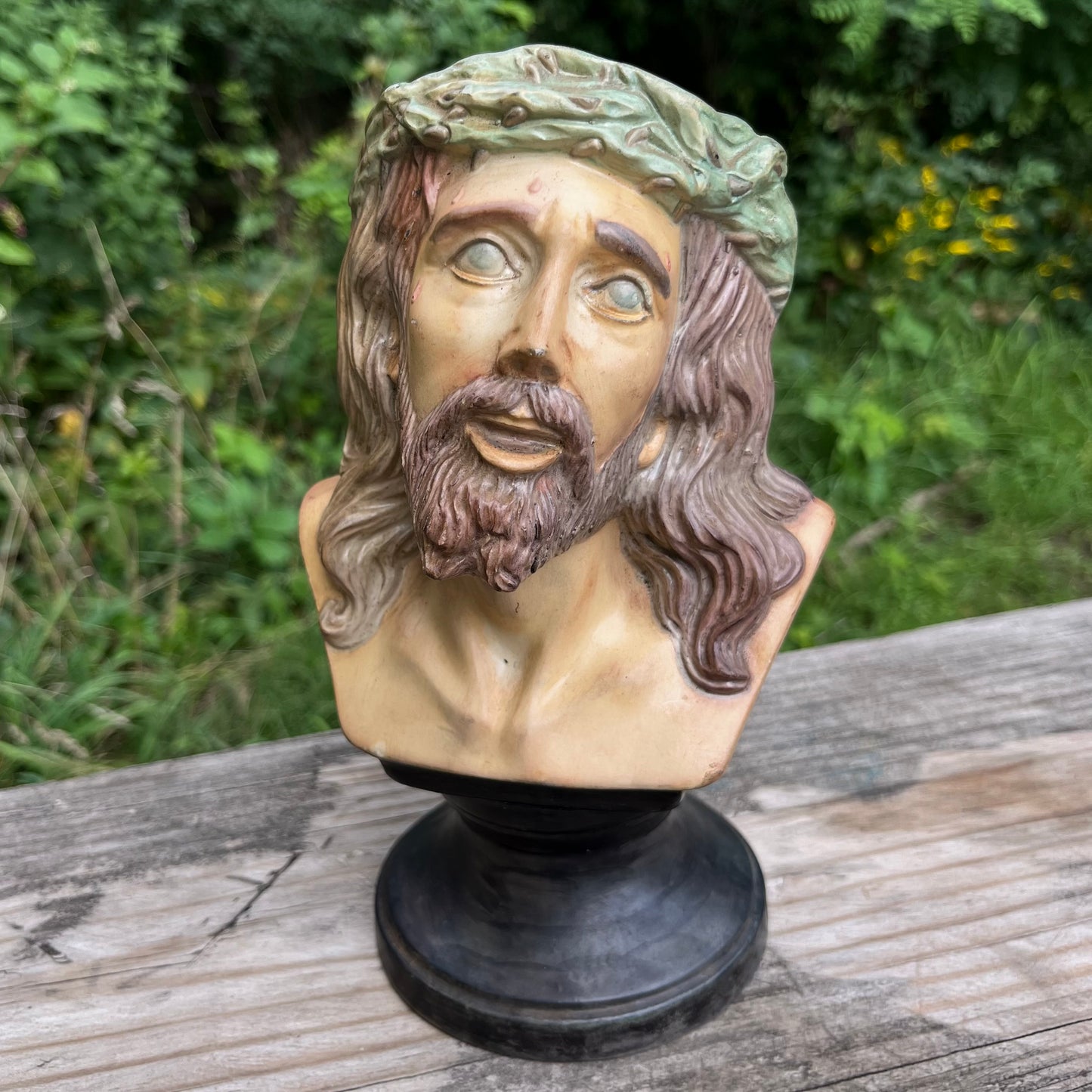 Vintage ceramic crown of thorns bust.
