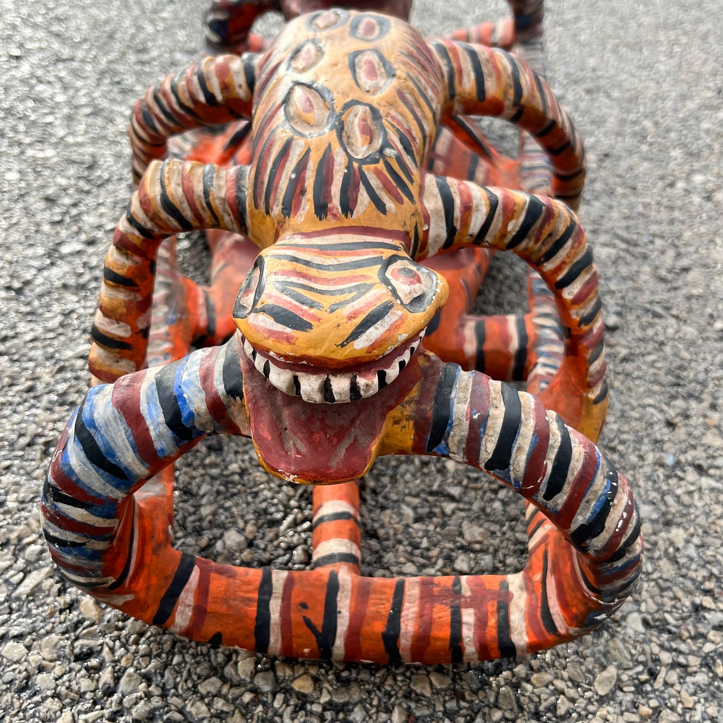 1970s Wooden serpent devil mask from Jaleaca de Catalan.