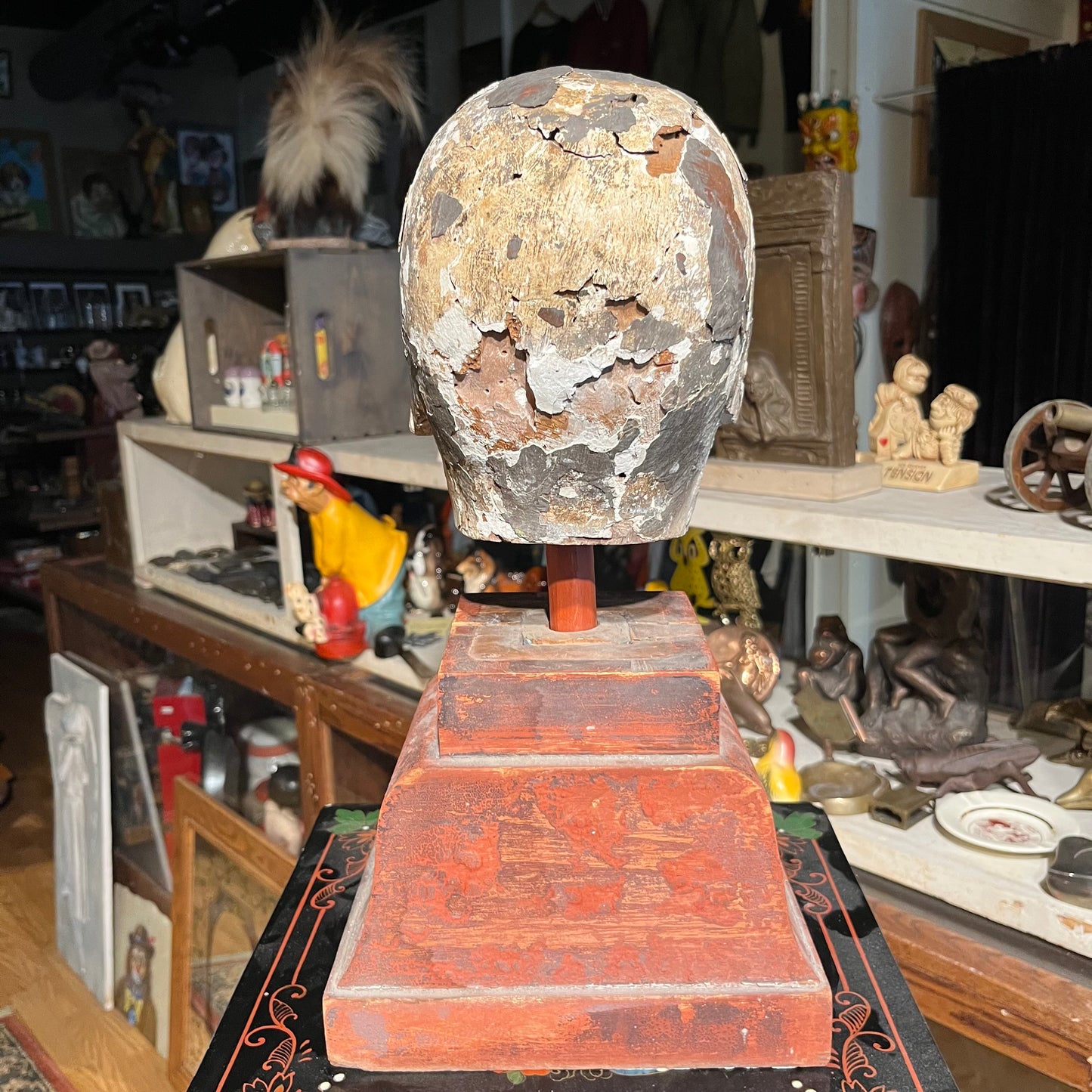 Early 1900s wooden mannequin head.
