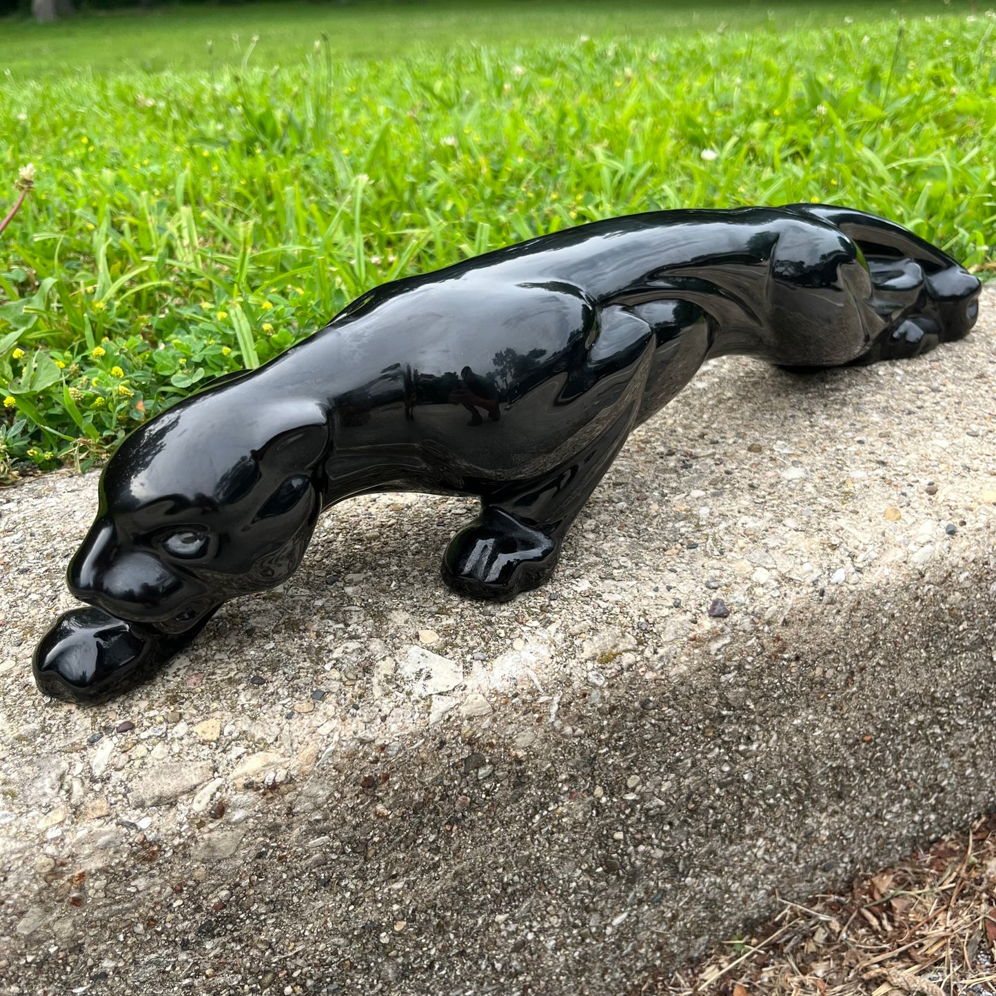 1960s Ceramic crouching black panther.