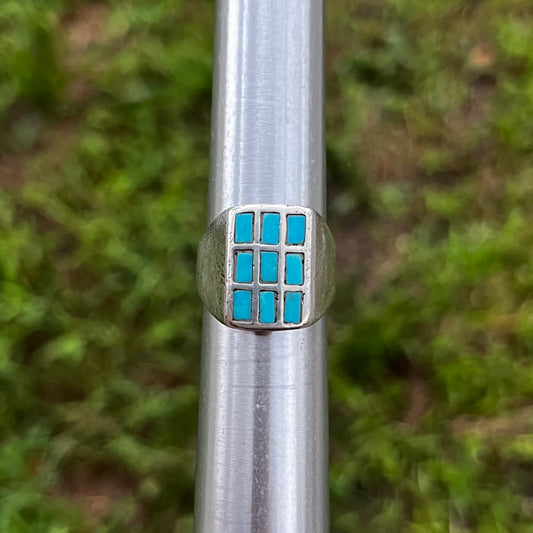 Vintage Sterling silver turquoise stacker ring. Size 7.75.