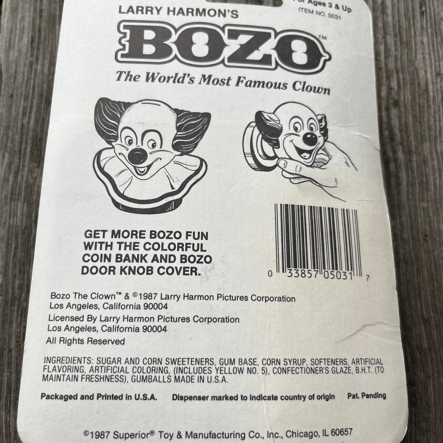 1987 Bozo the clown gum dispensar.