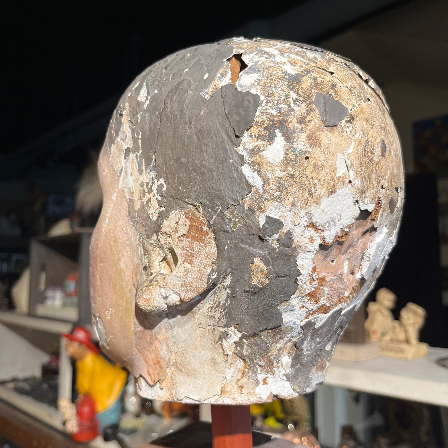 Early 1900s wooden mannequin head.
