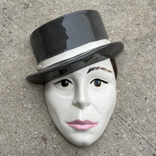 1980s Ceramic top hat mask.