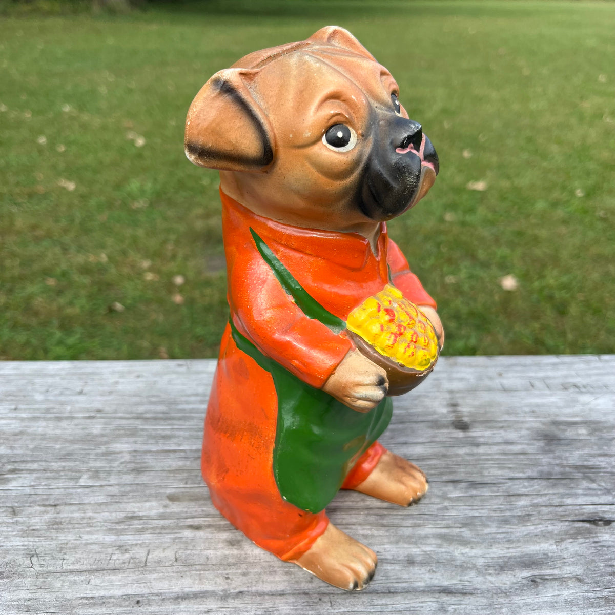 Vintage ceramic chef bulldog coin bank.