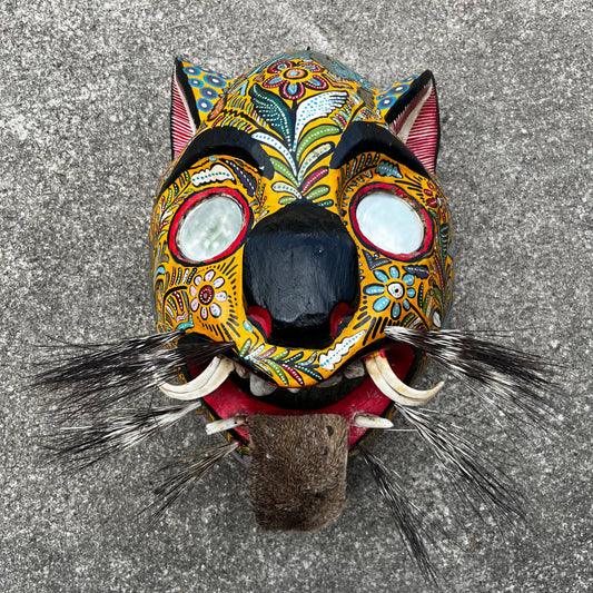 Vintage Danza Del Tigre jaguar mask.