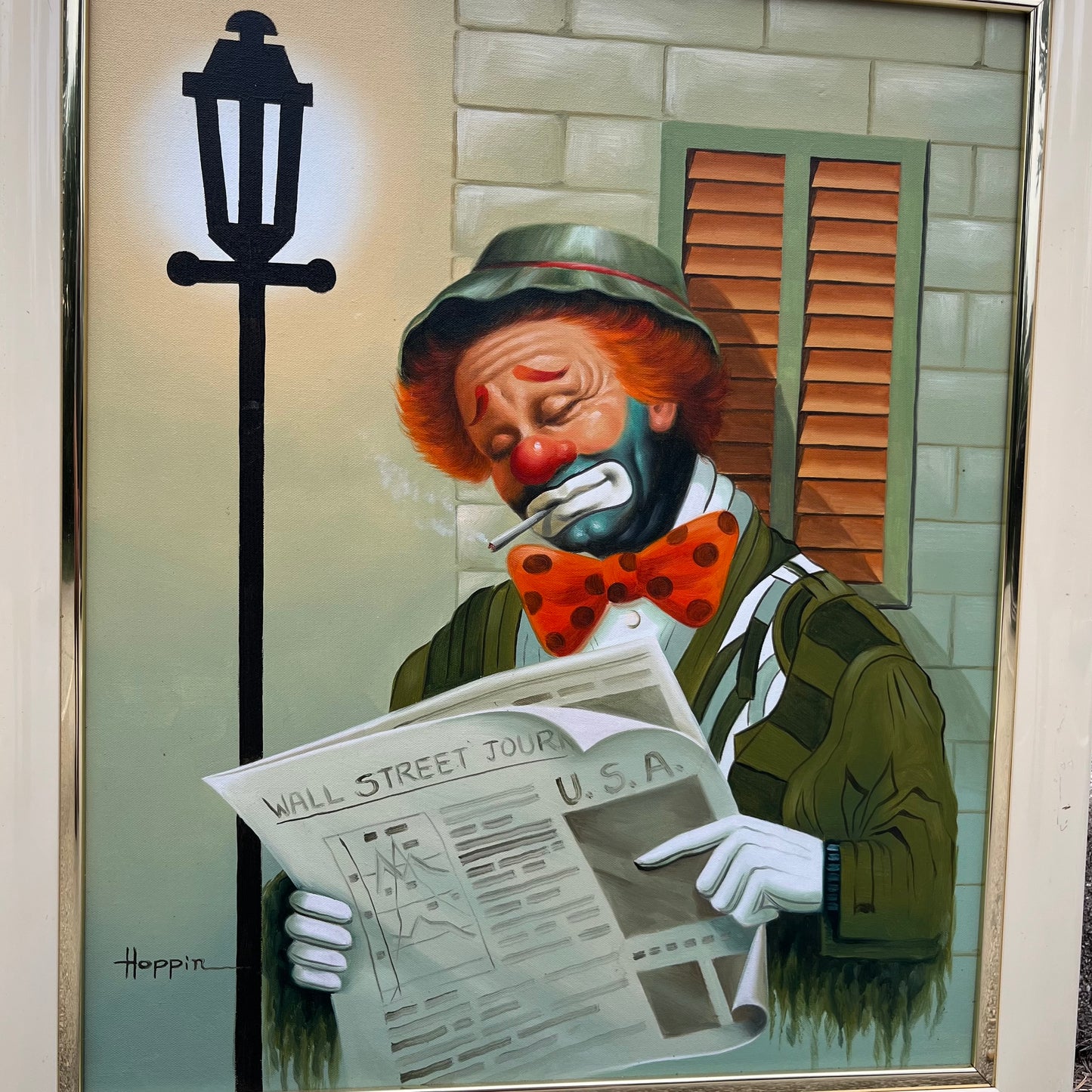 1987 Original wall street clown painting.