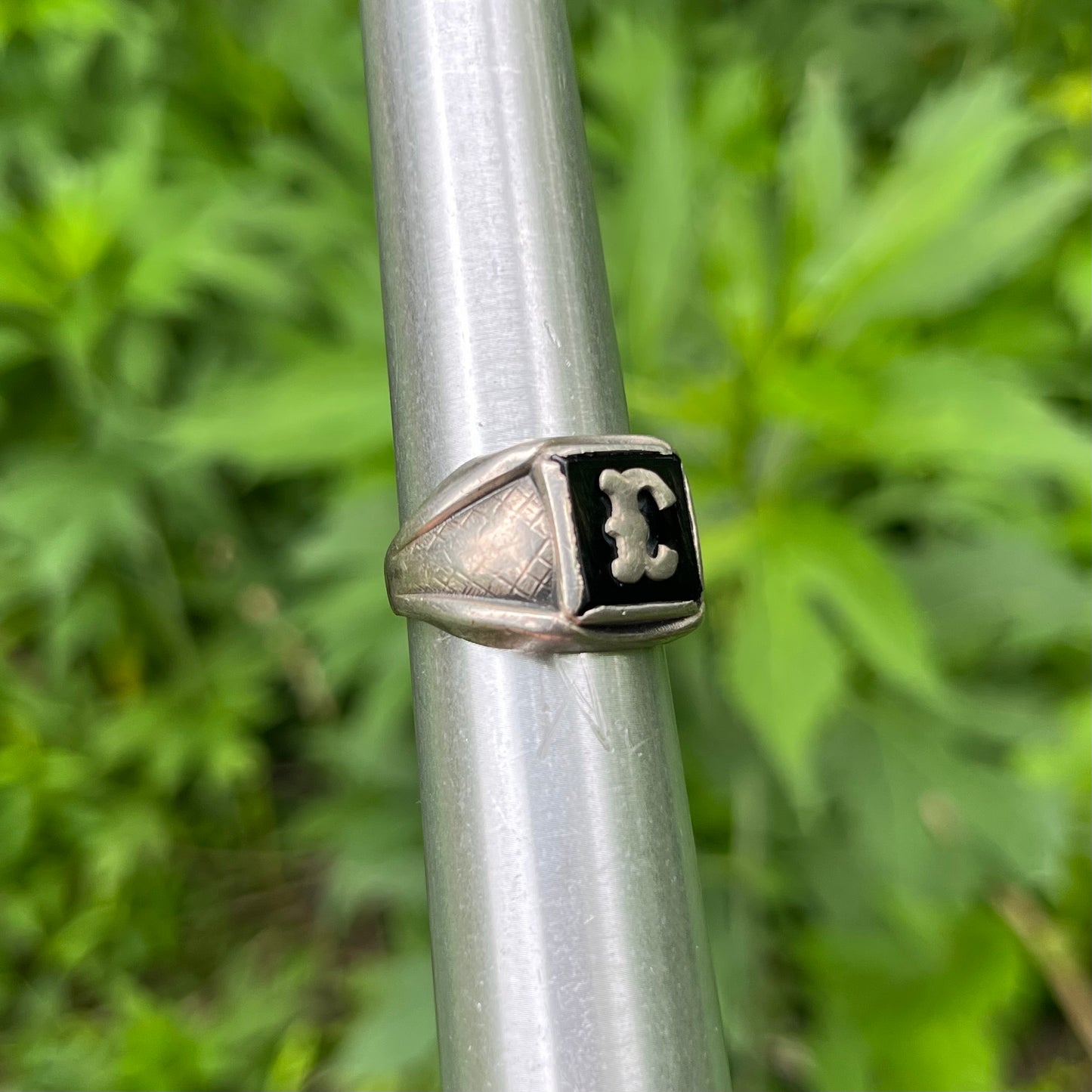 Vintage Sterling silver initial ring. Size 8.75.