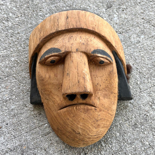 Vintage hand carved mask. Origin Unknown.