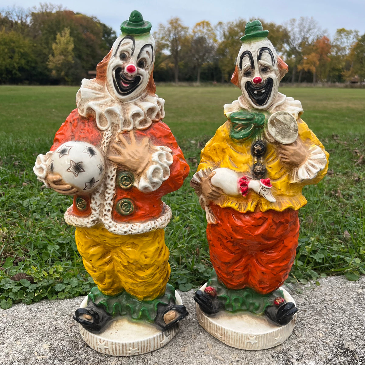 1966 Universal Stauary corp. circus clown statues.