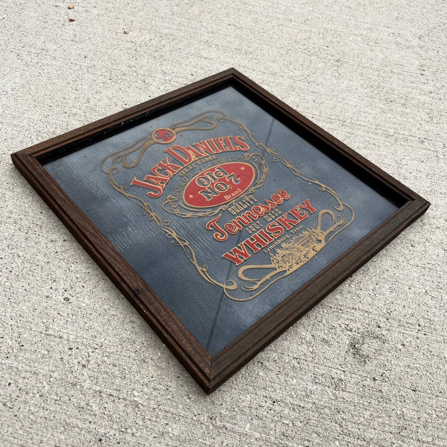 1980s Jack Daniels framed glass.