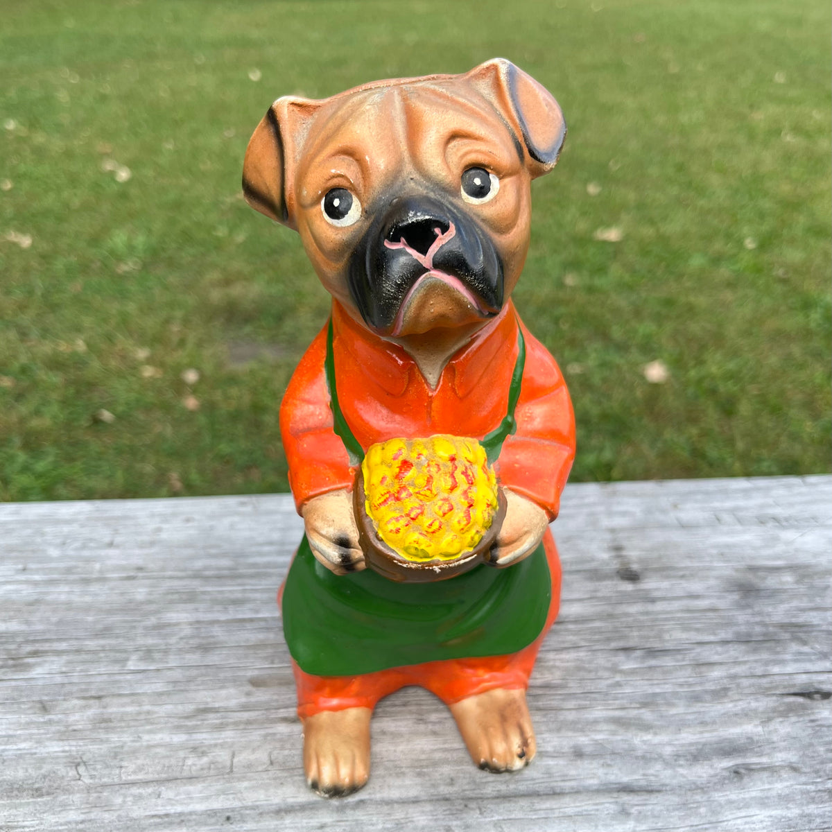 Vintage ceramic chef bulldog coin bank.