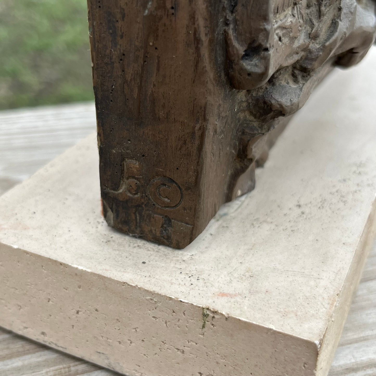 1969 Burton Silverman “Waiting” foundry stone sculpture.