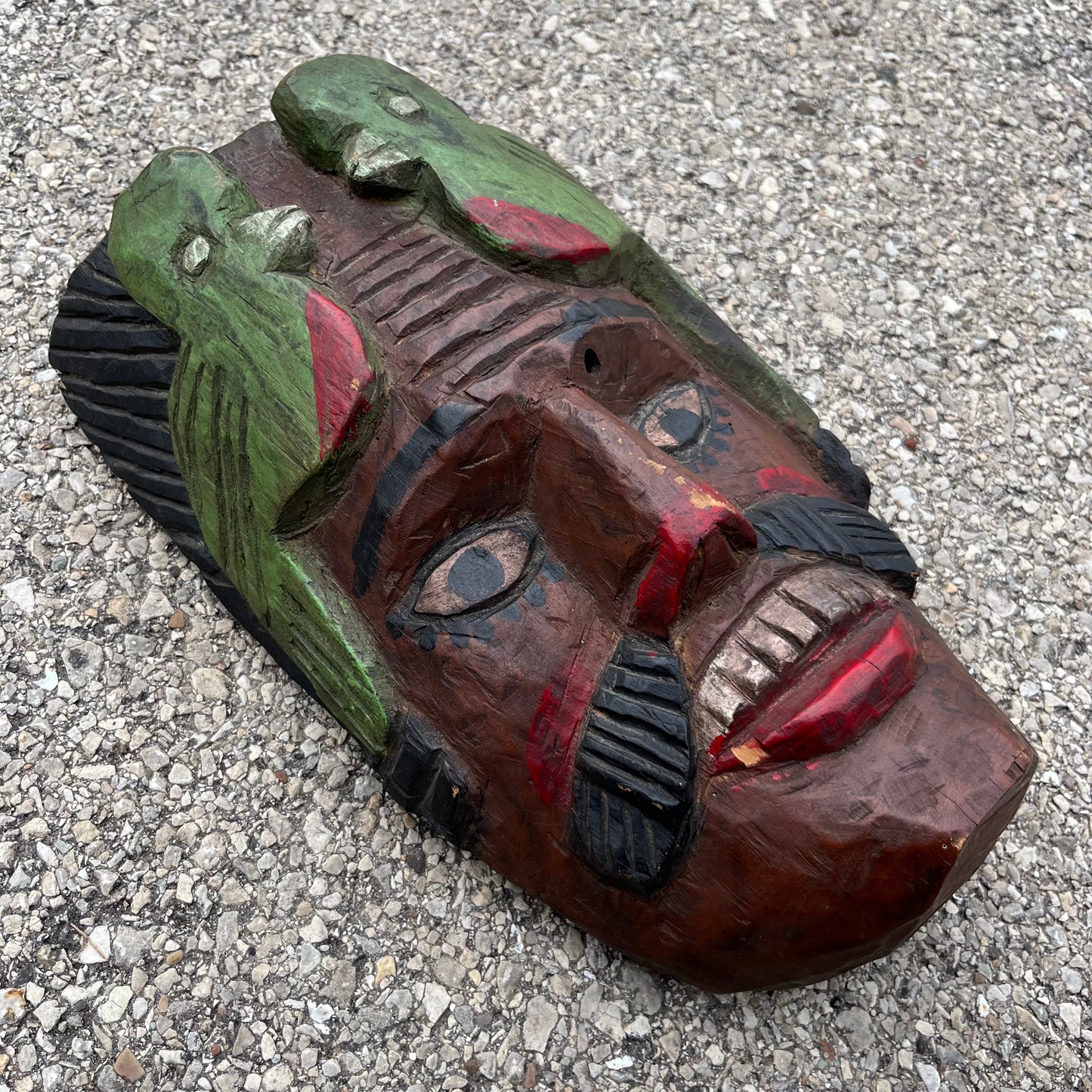Vintage hand carved Guatemalan bird mask.